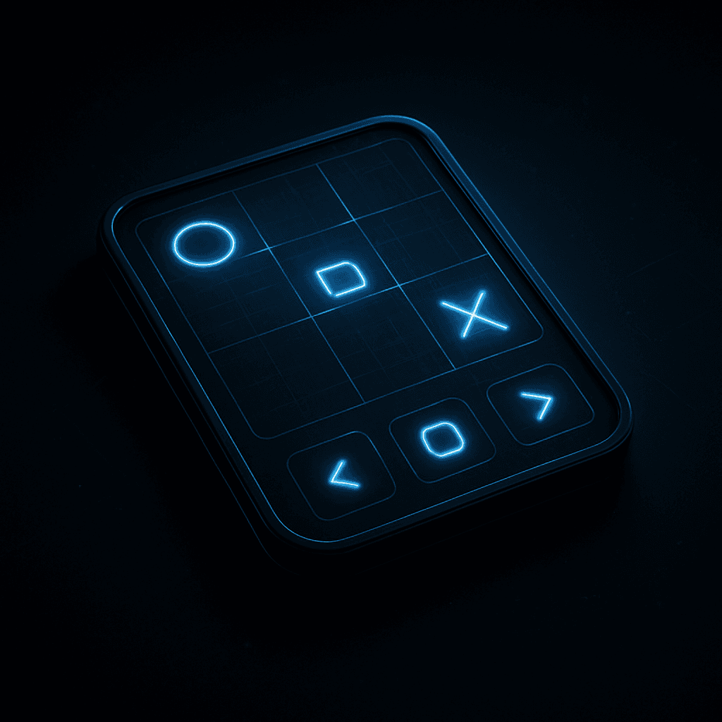 Render of an original skill-based game interface with a virtual D-pad
